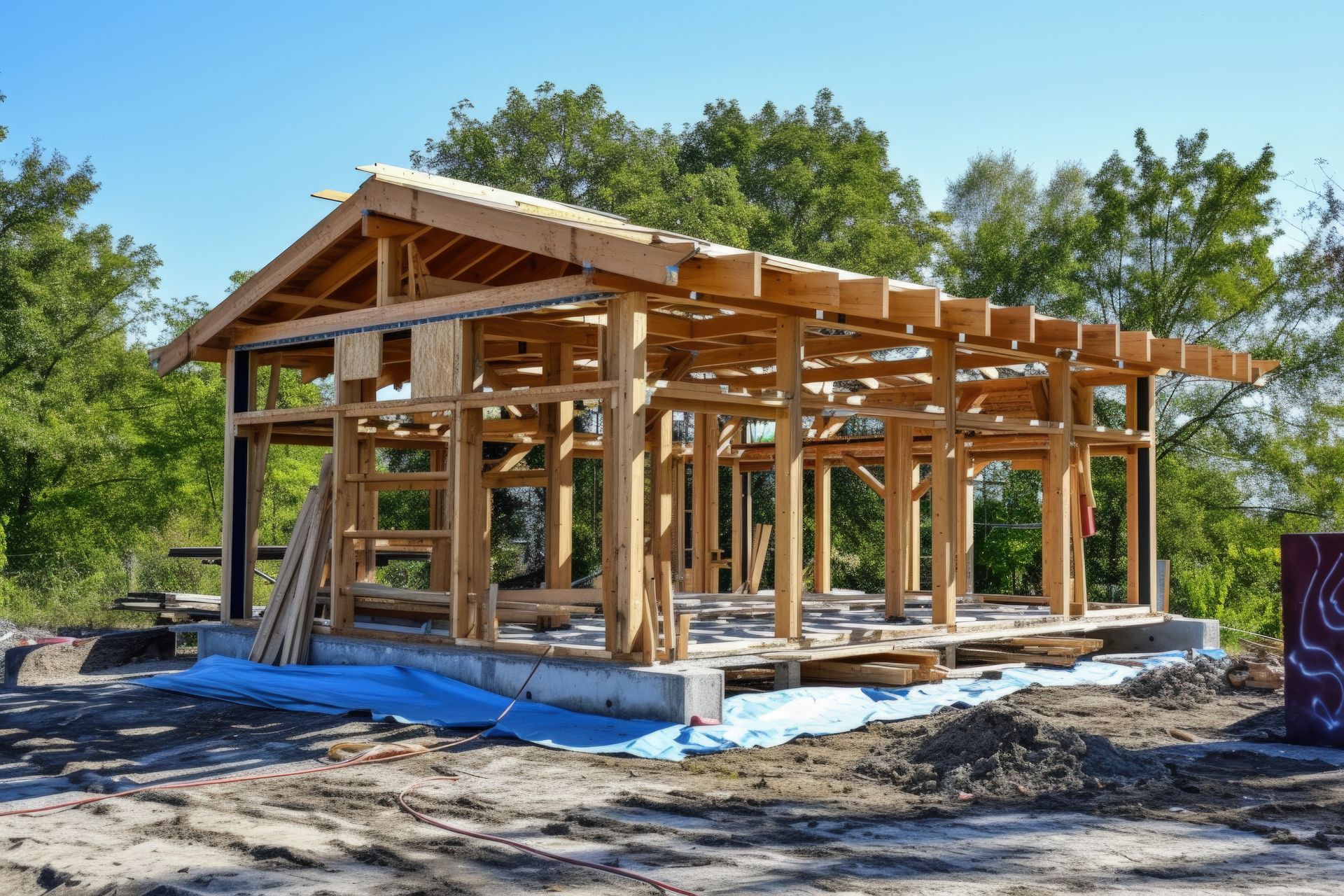 Custom new home under construction — foundation stage