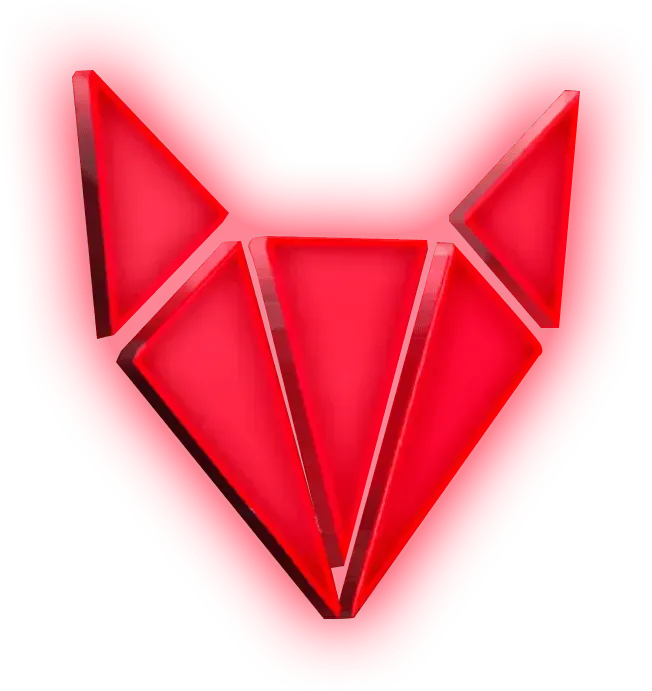 Glowing red RFOX logo symbol