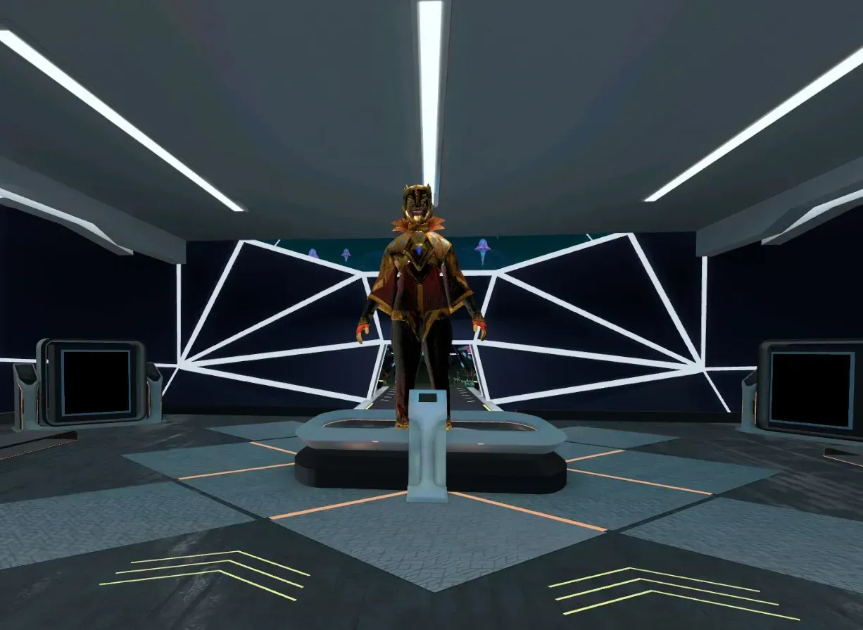 An OG CitiXens avatar exhibit in a District of the RFOX VALT metaverse