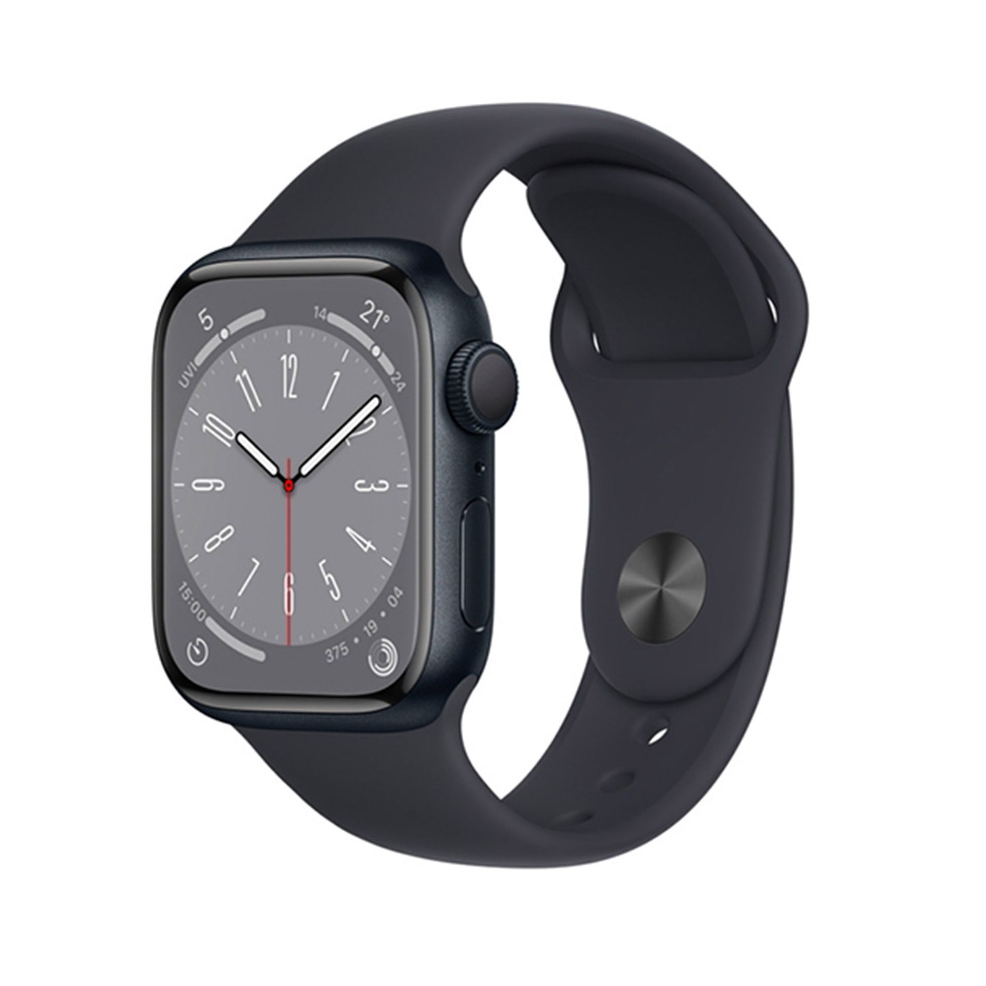 Apple Watch S8 41mm(MNP53TAA)GPS鋁午夜黑+午夜黑運動錶帶 智慧手錶  IP6X防塵等級