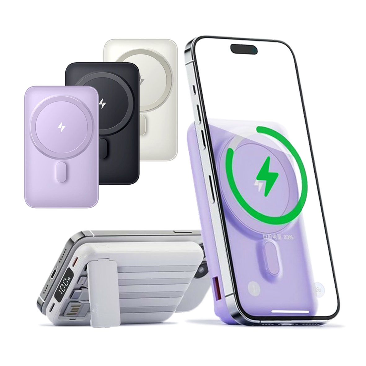 六合一ONAIR 10000mAh X1自帶支架磁吸行動電源 自帶線 移動電源 隱藏支架