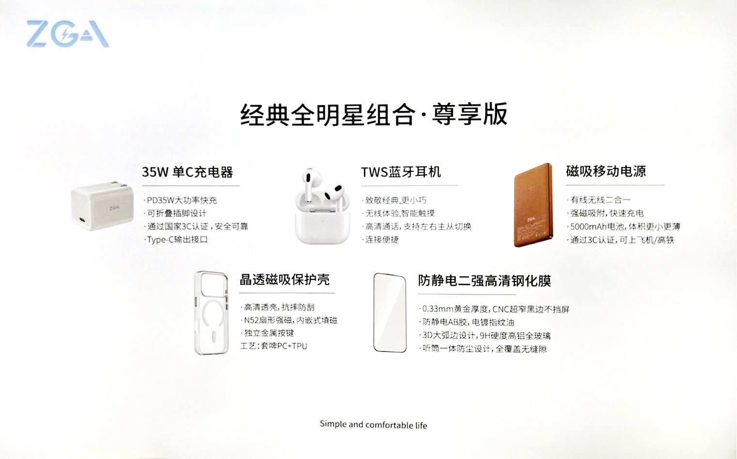 2025 ZGA I-Phone 17 / 17 pro/ 17 Pro Max 會員尊享禮包 35W PD快充充電器 藍牙耳機 行動電源 磁吸保護殼 鋼化玻璃貼