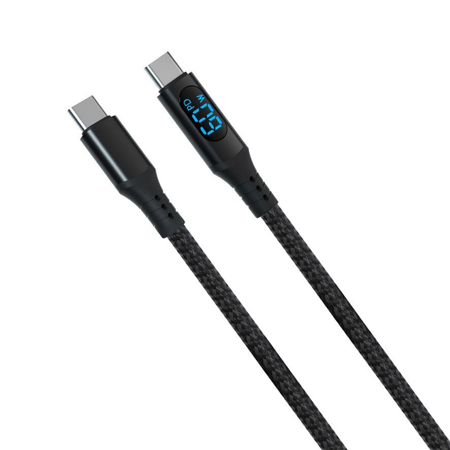 U05CC3尼龍編織傳輸線充電線LED顯示屏Type-C to Type-C快充線60W數據線1M適用安卓