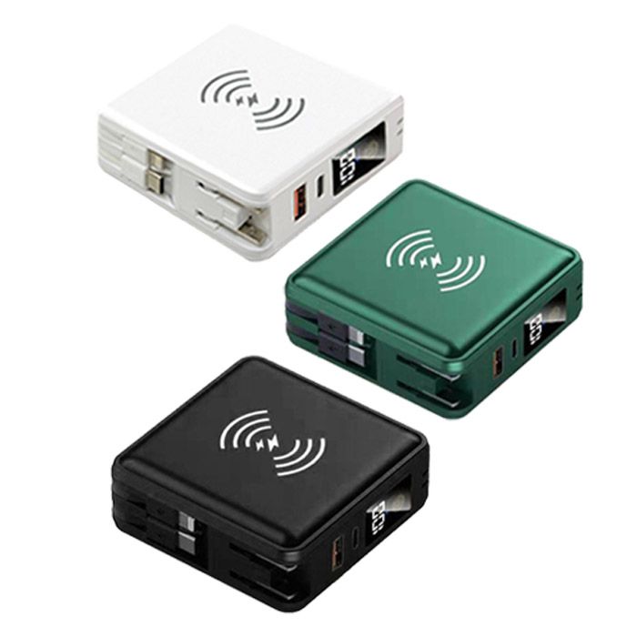 五合一 KP Super F11 15000mAh 無線行動電源 QC3.0 QI移動電源 15W無線充電IPHONE蘋果安卓Type-C快充自帶插頭線