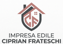 Logo di F. Fabiani Edilizia con icona di una casa blu e testo grigio su sfondo bianco.