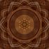 Brown symmetrical kaleidoscope pattern with wood grain texture.