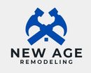 Blue crossed hammers over a small house graphic, with "NEW AGE REMODELING" text below.