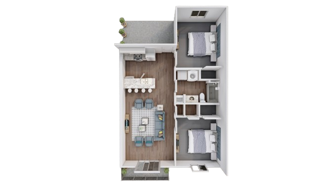 2 Bed 1 Bath Floorplan Four