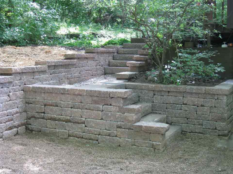 Landscape bricking walkway with stairs installed in Mapleton, IL - Beal Landscaping