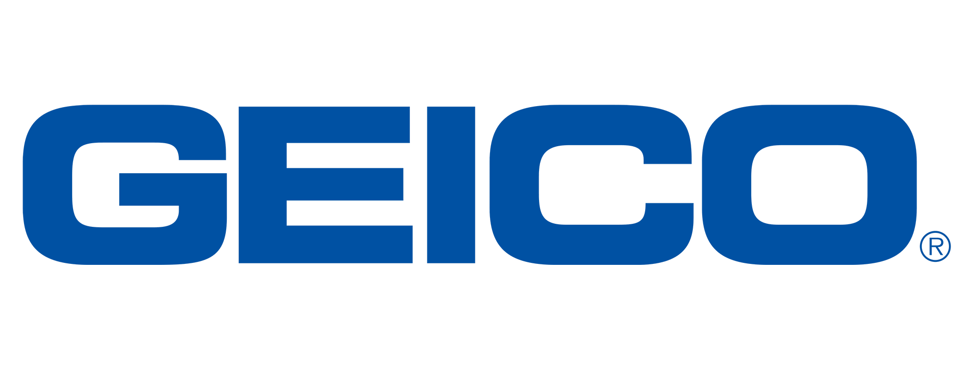 GEICO logo in blue text on a white background. 