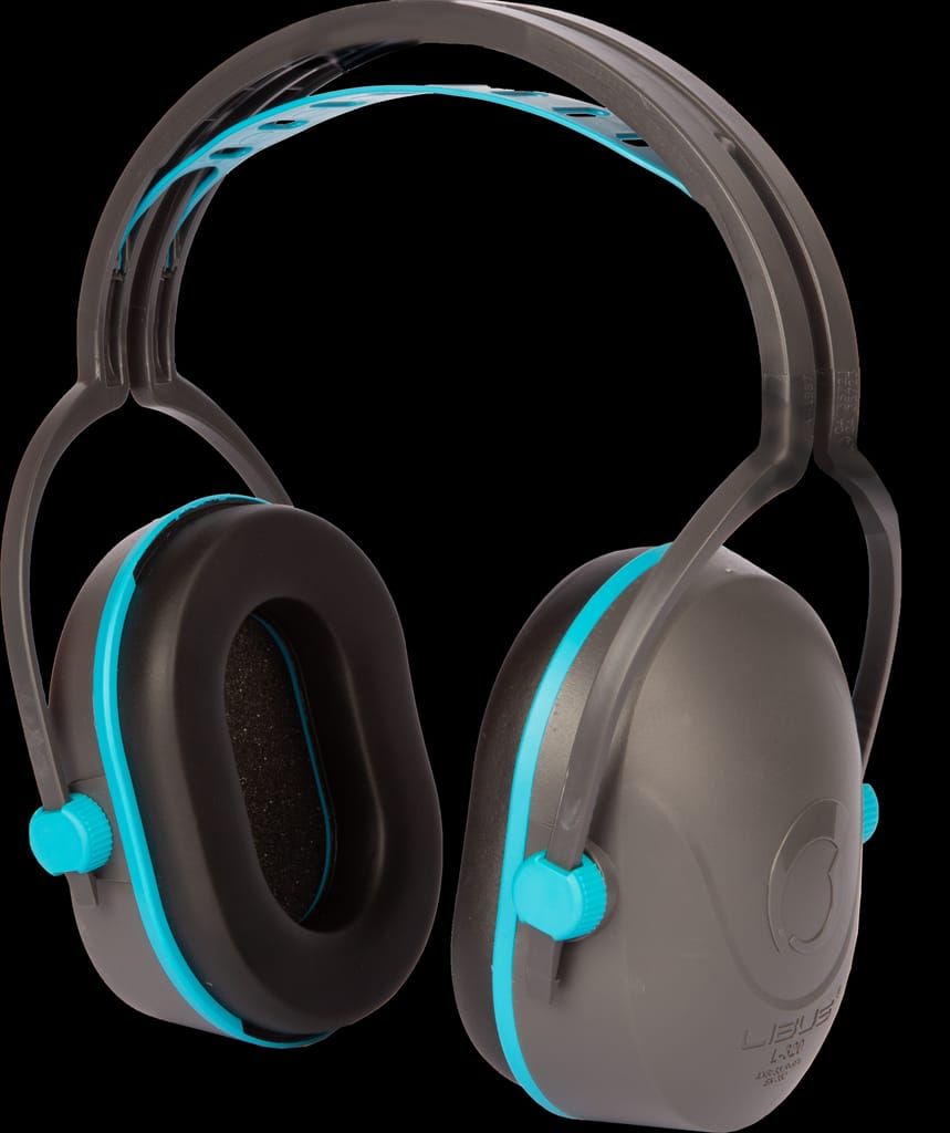 Orejeras grises y verde azulado con orejeras negras.