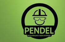 Logotipo de seguridad negro con un trabajador con casco y gafas protectoras dentro de un círculo.