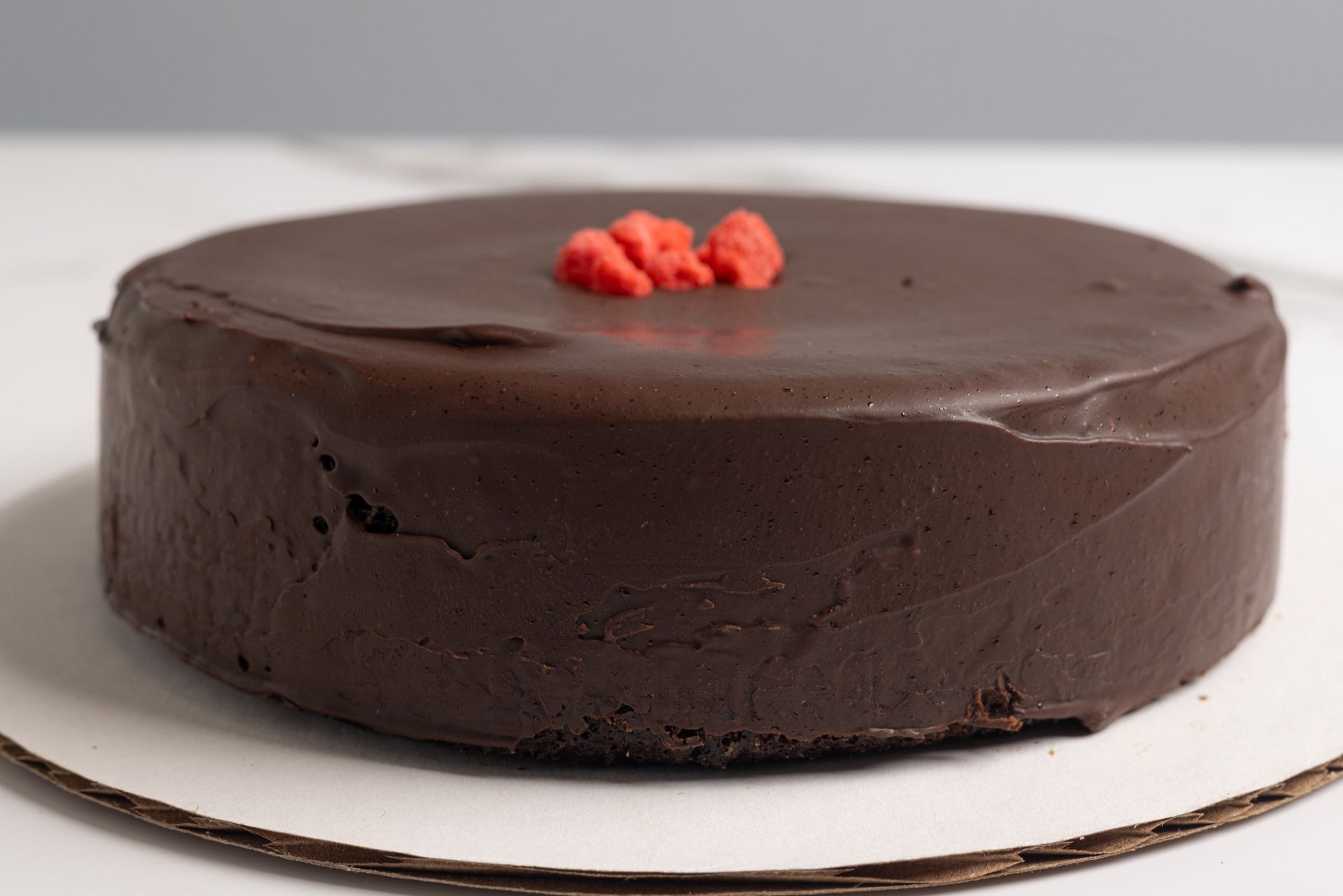 A custom made cake with chocolate icing