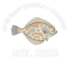 Logo for NMB Boat Rentals & Charters featuring a flatfish with "EST. 2020" below.