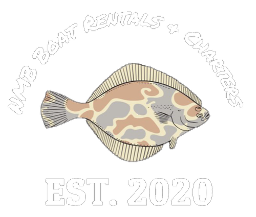 Logo for NMB Boat Rentals & Charters featuring a flatfish with "EST. 2020" below.