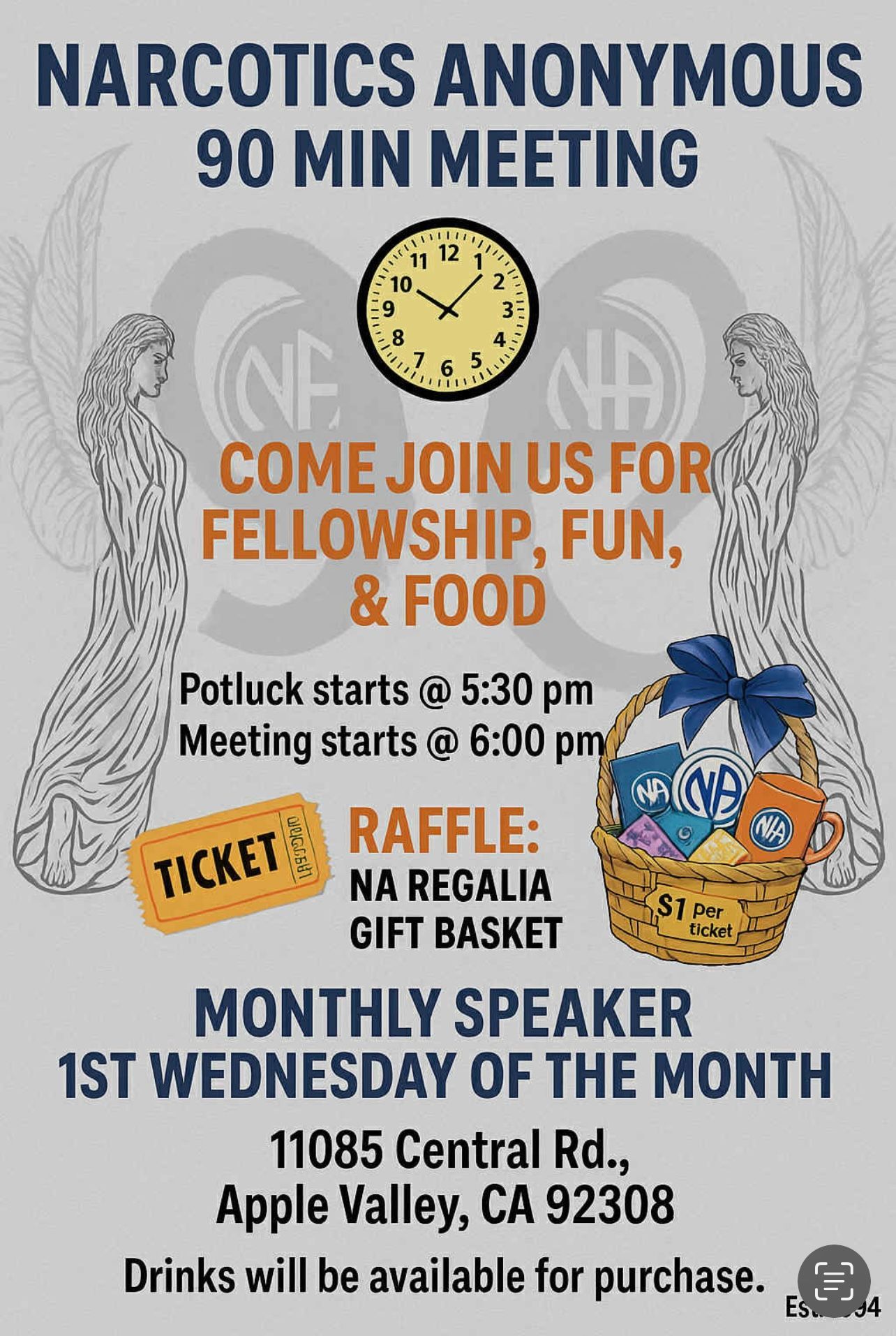 90 Minutes meeting speaker potluck