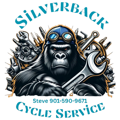 Silverback cycle service logo with a gorilla holding a wrench