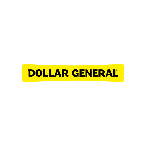 El logo general del dólar es amarillo y negro sobre un fondo blanco.
