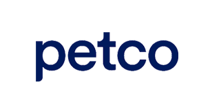 Un logotipo de petco azul sobre un fondo blanco.