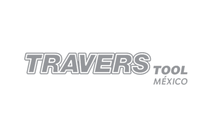 Un logotipo para Travers Tool México sobre un fondo blanco.