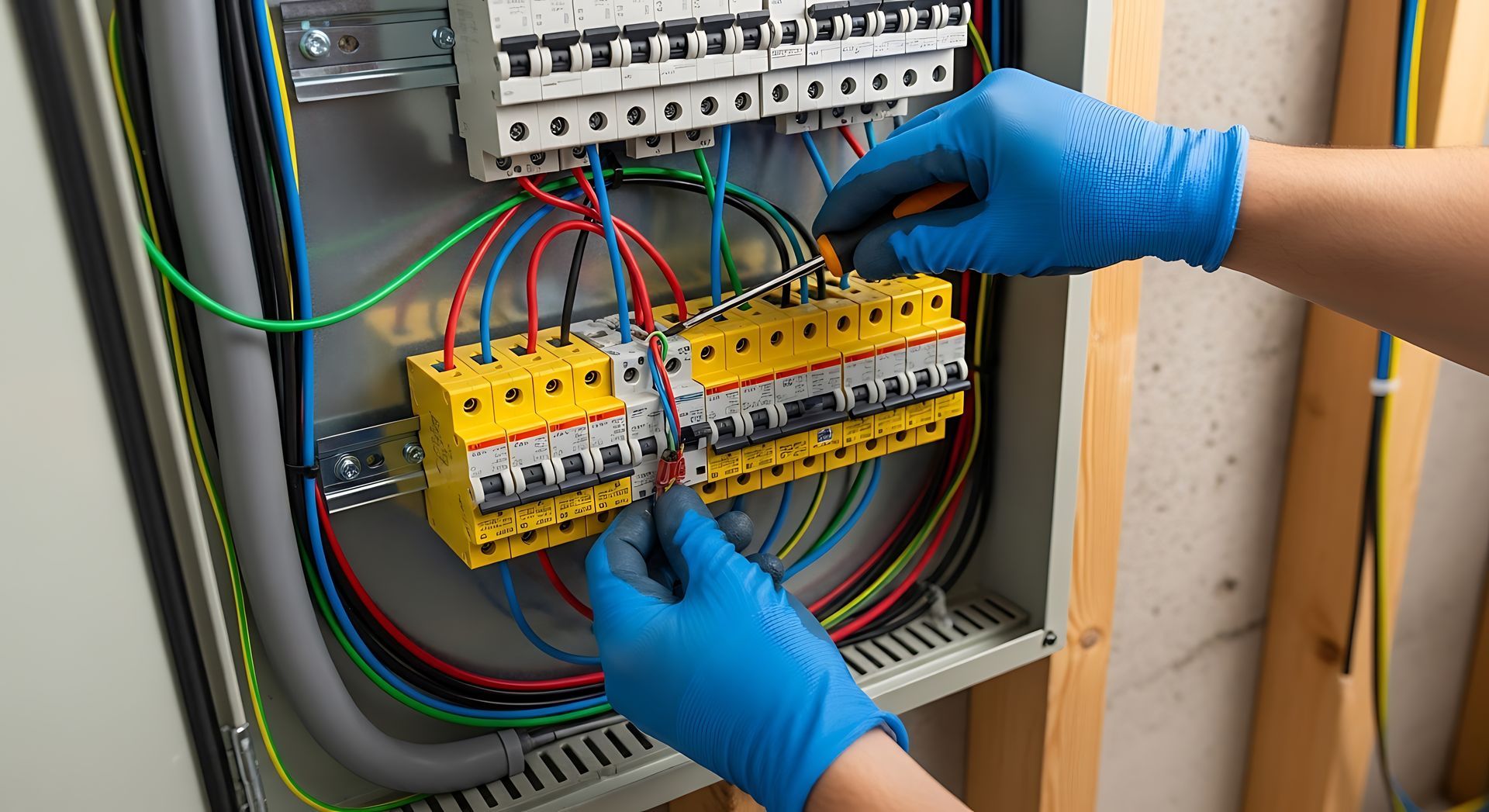 Licensed electrician performing a residential electrical panel upgrade
