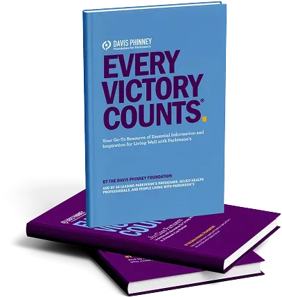 Blue and purple book cover reading “Every Victory Counts” by Davis Phinney