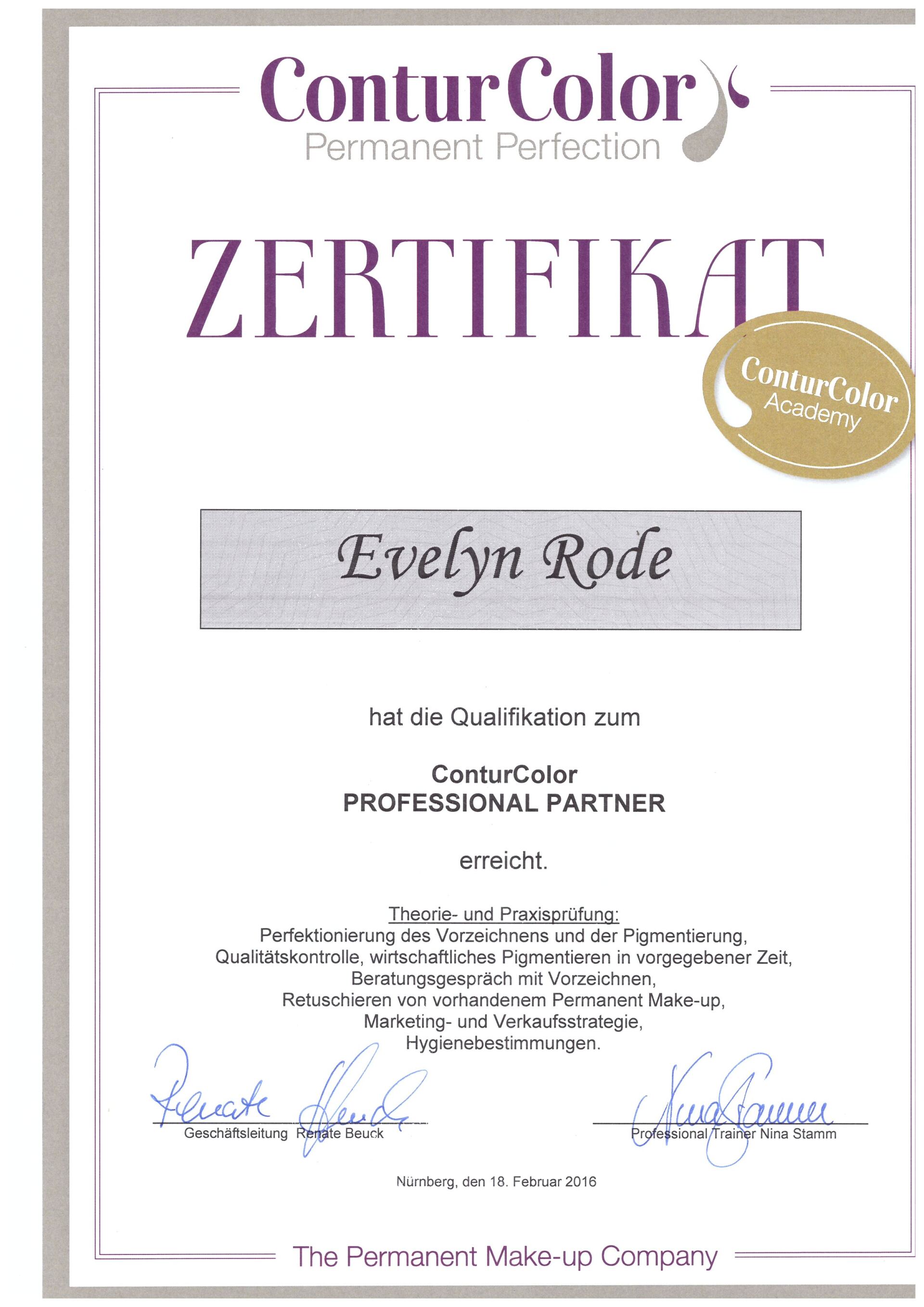 Eine Bescheinigung, die besagt, dass Evelyn darauf geritten ist