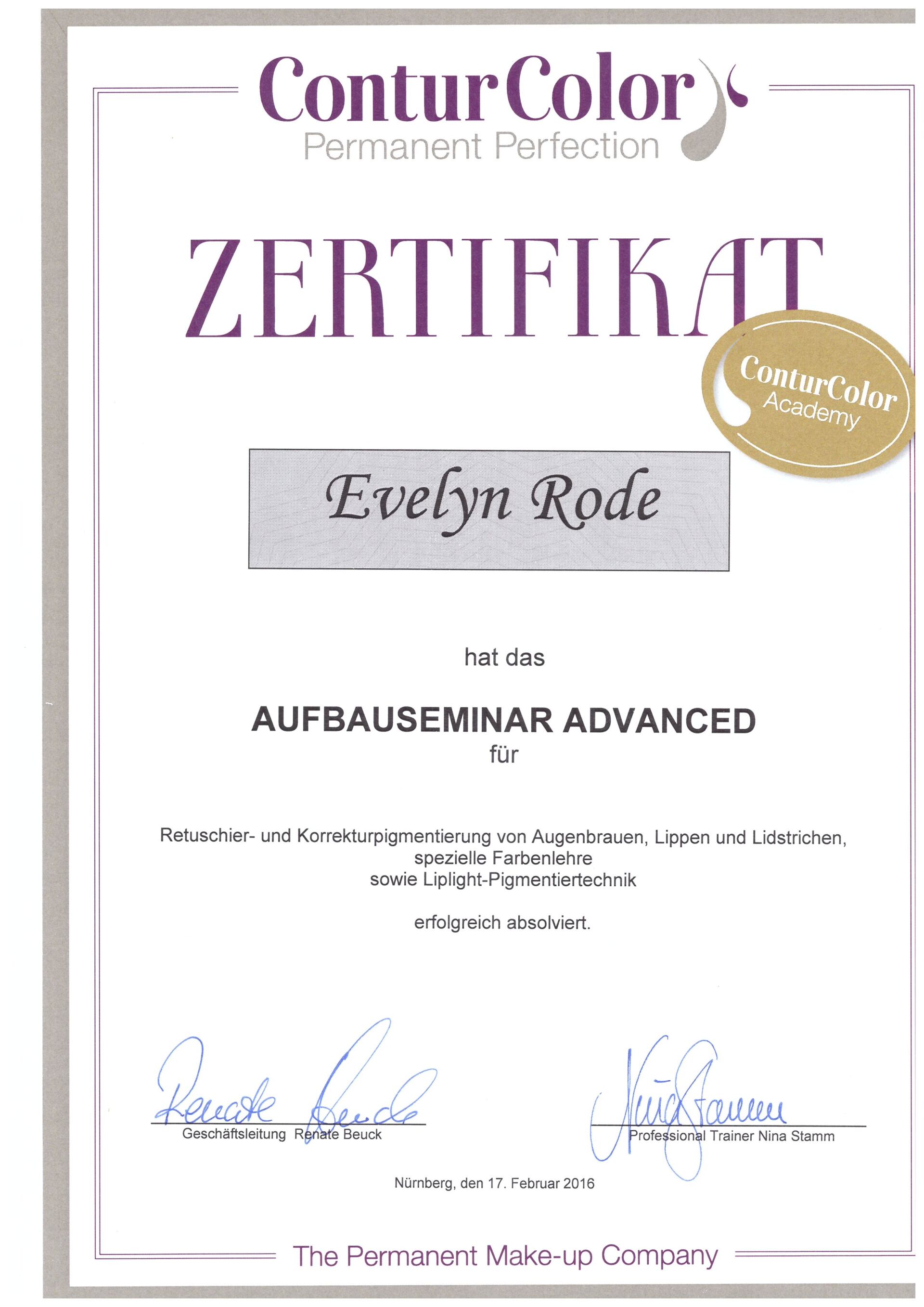 Eine Bescheinigung, die besagt, dass Evelyn darauf geritten ist