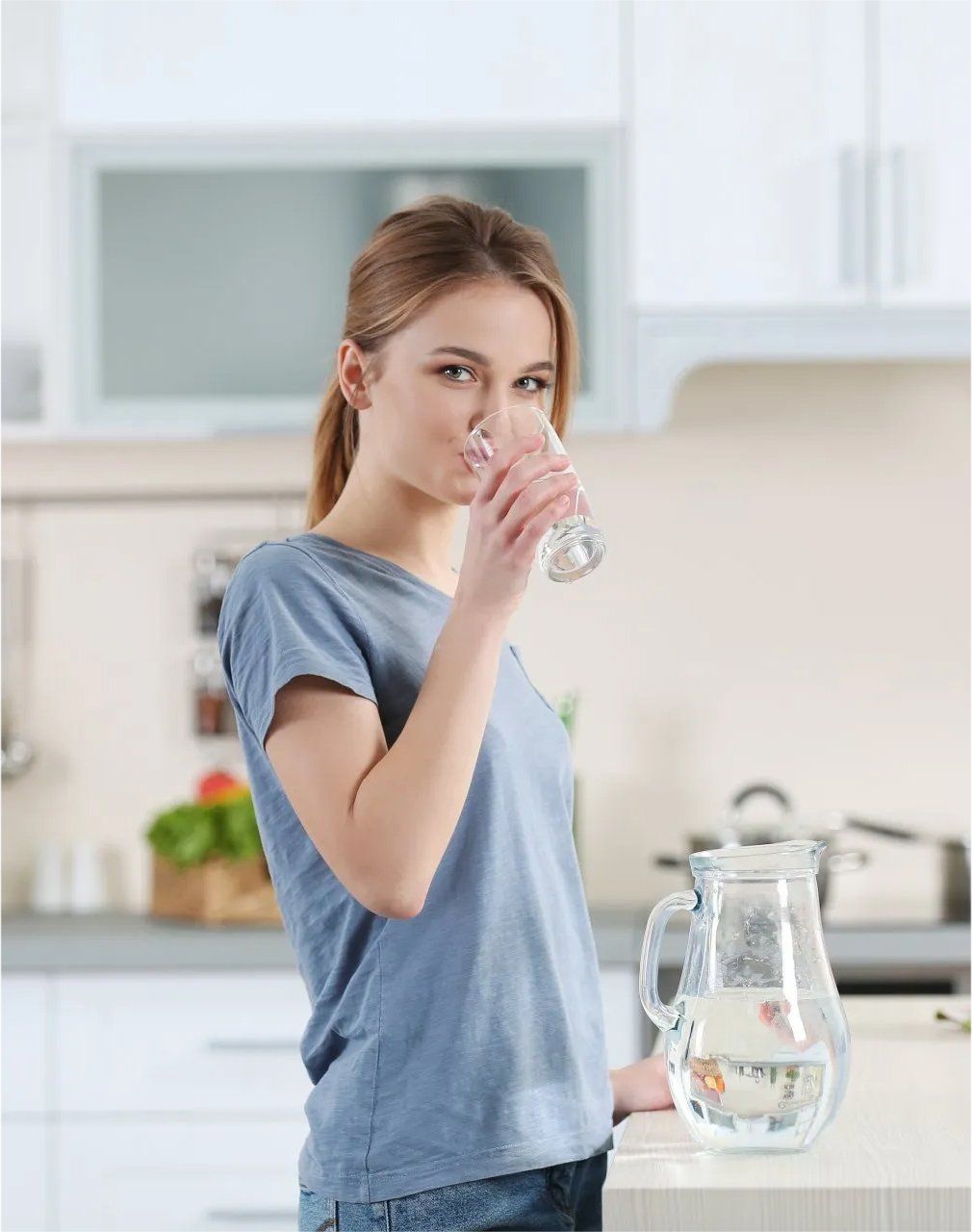 girl drinking purified water