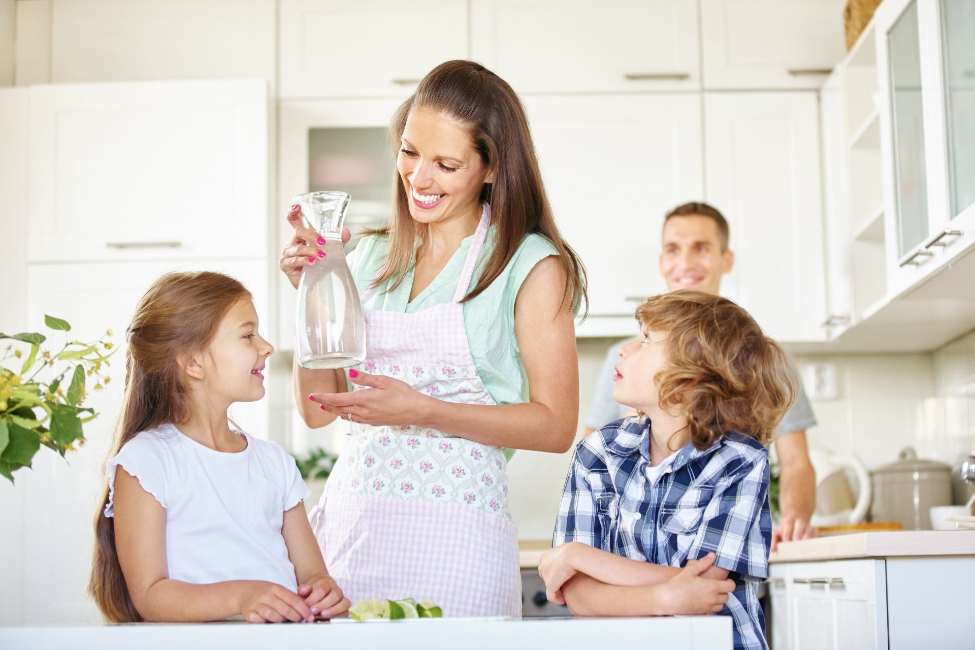 family with clean water