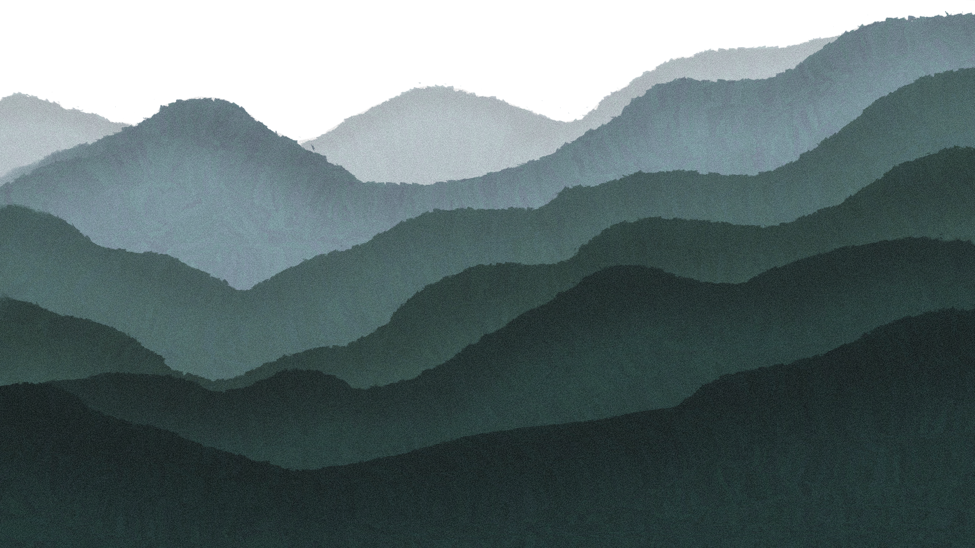 A watercolor painting of a mountain range with a white background.