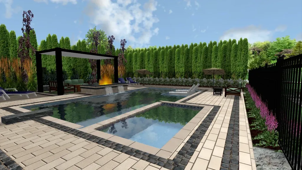 A computer generated image of a large swimming pool