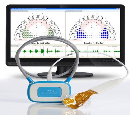 A computer monitor with two images of teeth on it