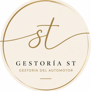 Logo beige y dorado de “Gestoría ST” con el subtítulo “Gestoría del automotor”.