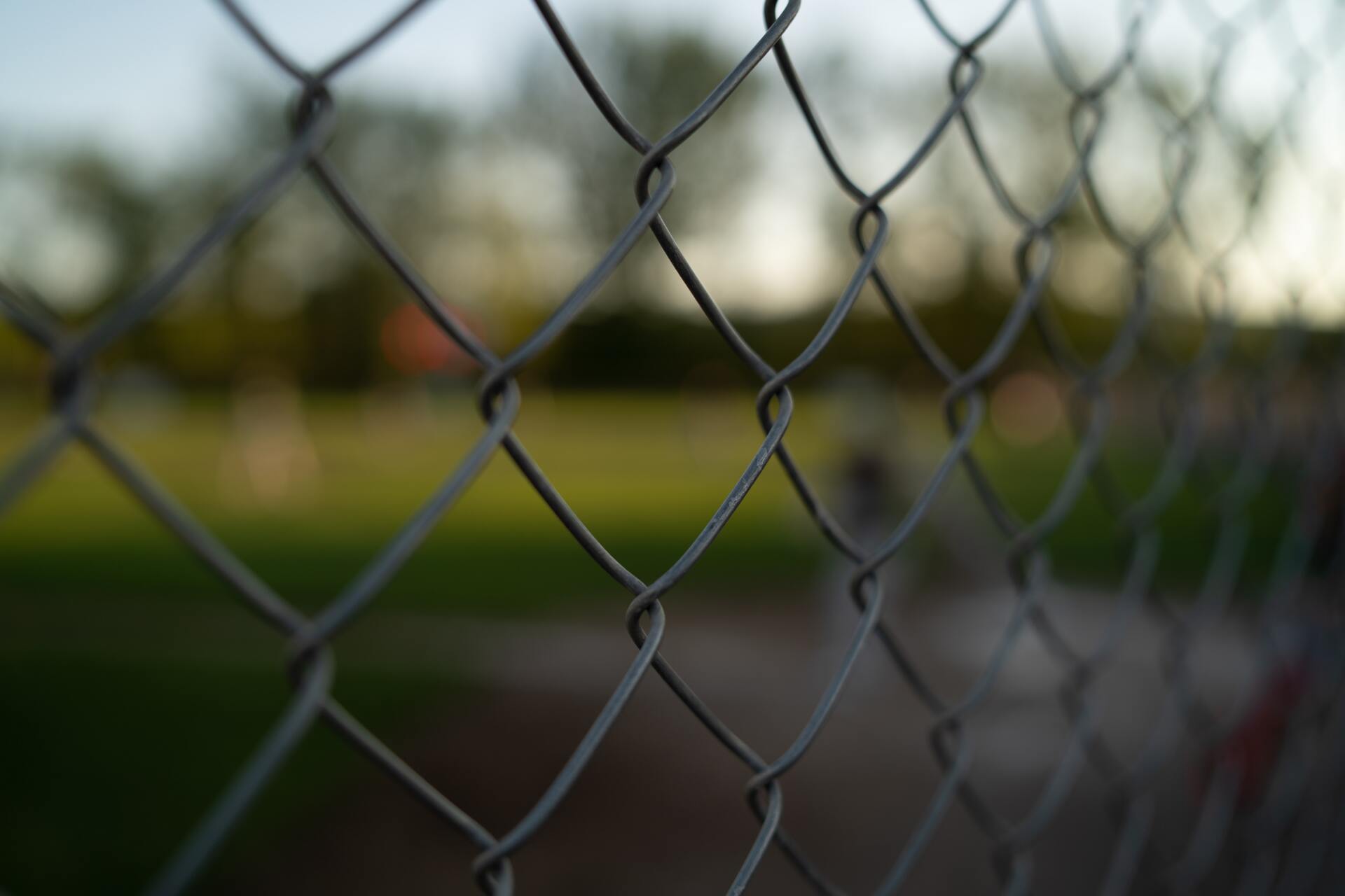 Close Up of Chain Link Fence with Blurred Background
