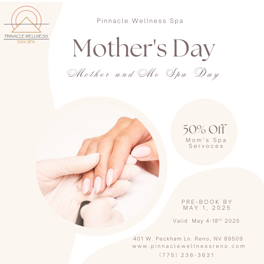 Mother's Day spa special. Mother and me spa day. 50% Off Mom's services