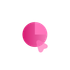 Pink pie chart with a translucent pink arrow.