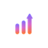 Gradient purple and orange upward trending chart.