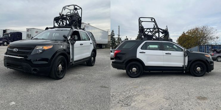 Ford Police Interceptor available for sale, showcasing its robust design and suitability for various high-profile film projects.