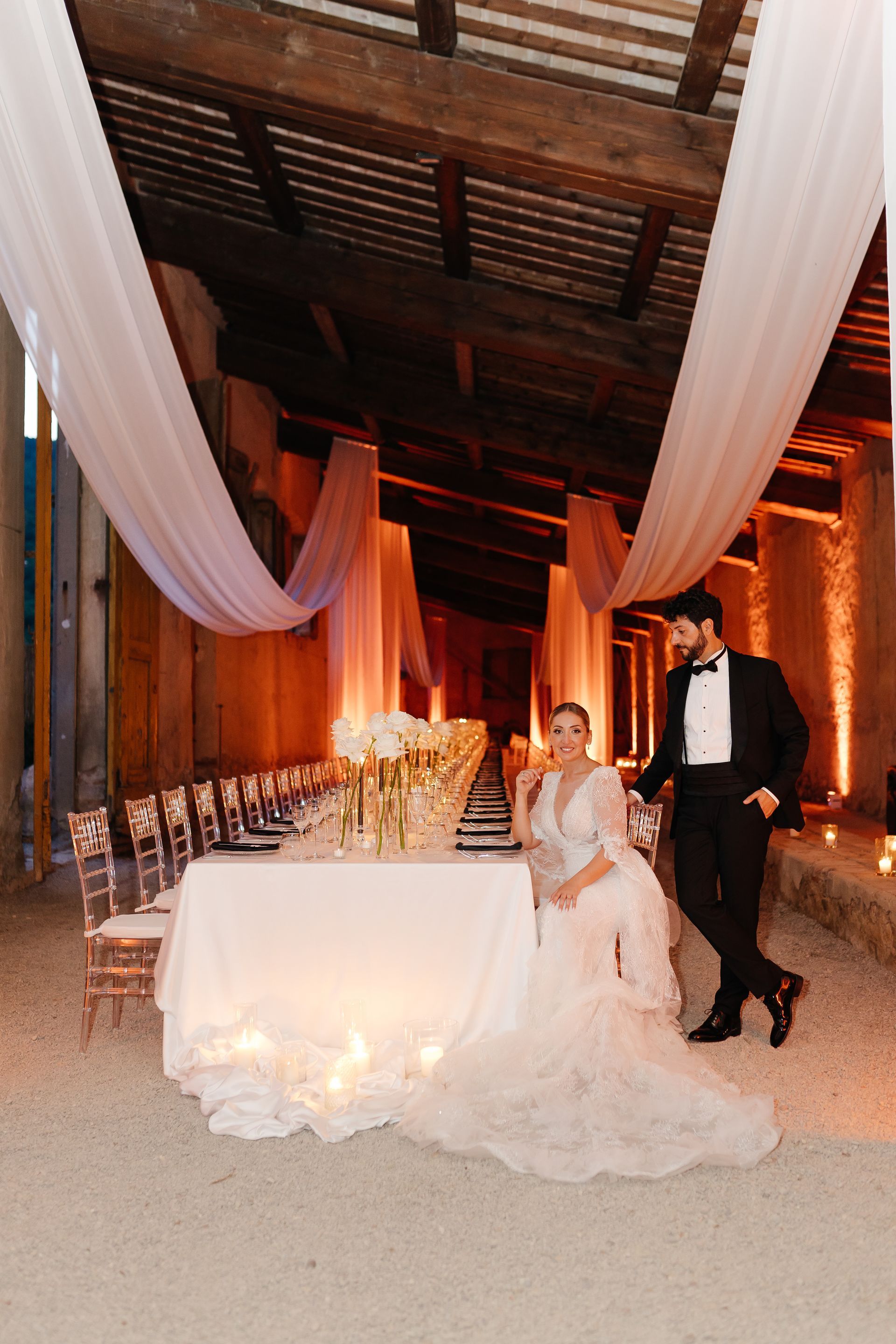 Bride walking in Il Giardino di Travalle Tuscany during wedding day