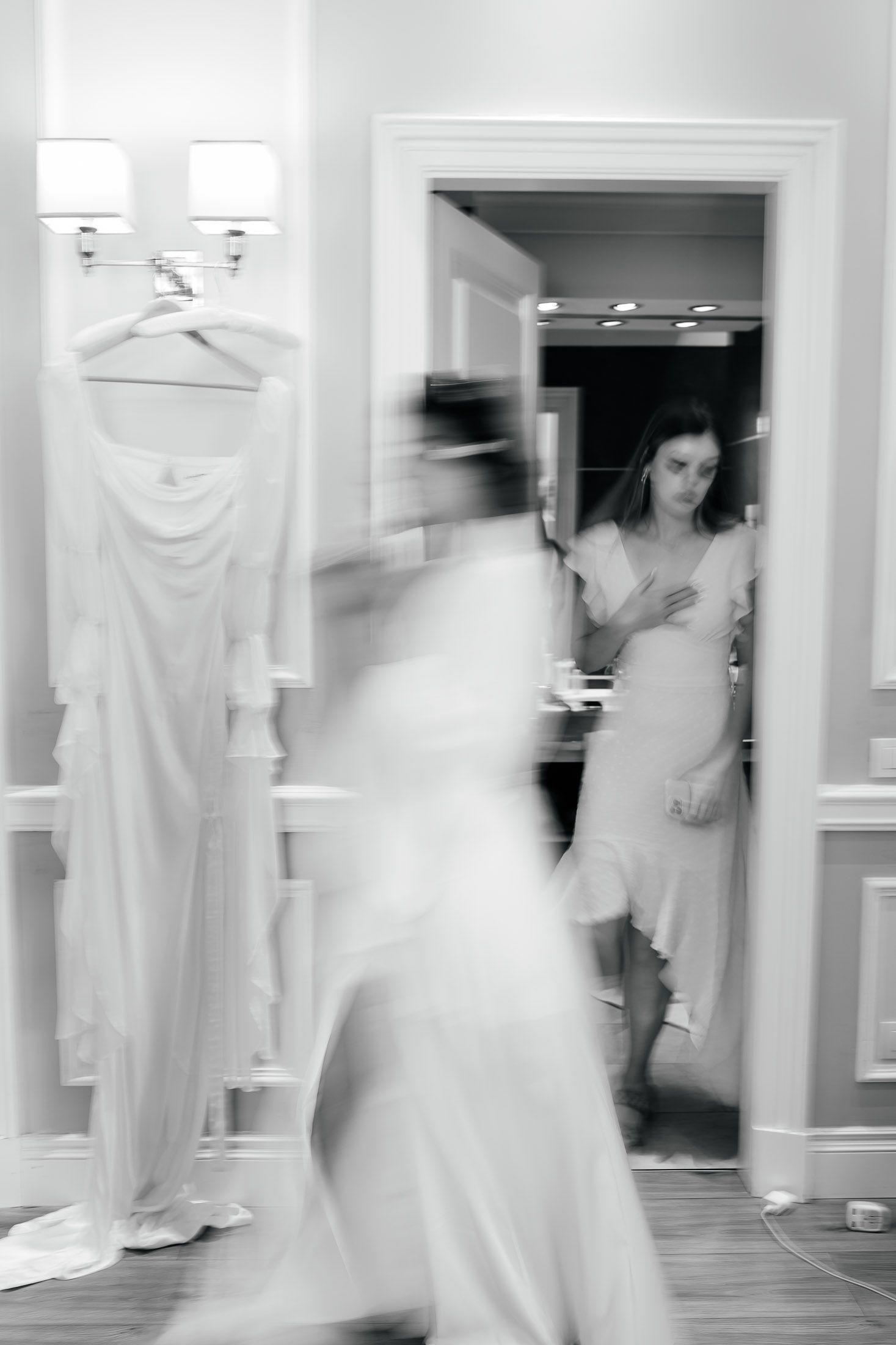Bride getting ready at Villa d’Este Lake Como captured in editorial wedding film style