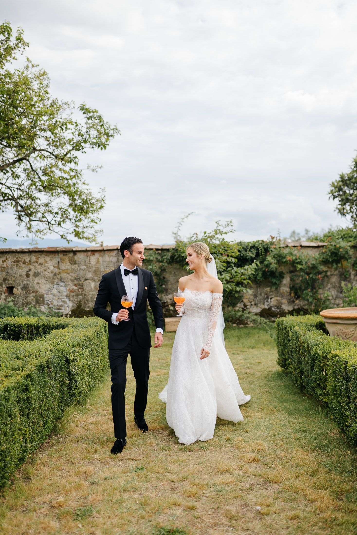 Wedding party moment at Villa di Maiano Tuscany during luxury celebration