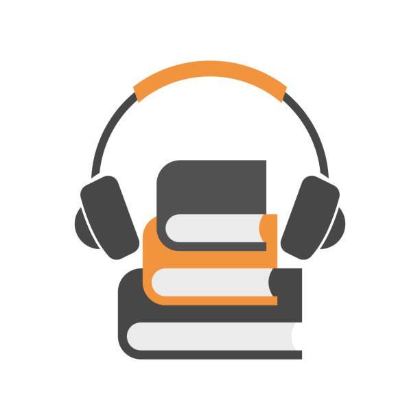 Picture of books with headphones
