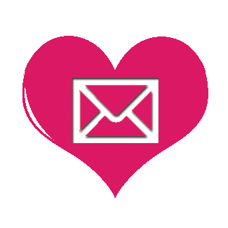 a pink heart with an envelope inside of it