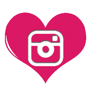 a pink heart with an instagram logo on it