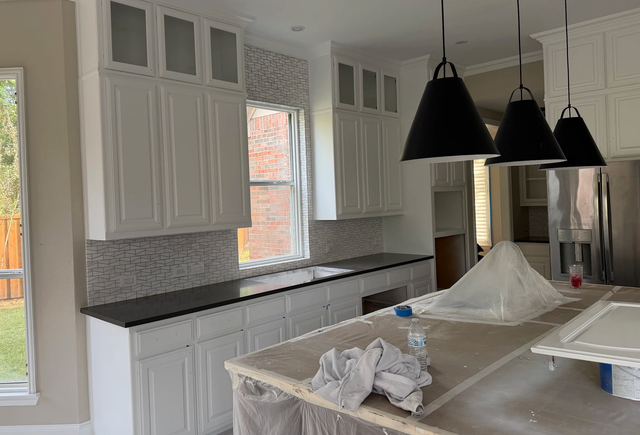 Cabinet refinishing and interior repaint in West Plano Willow Bend