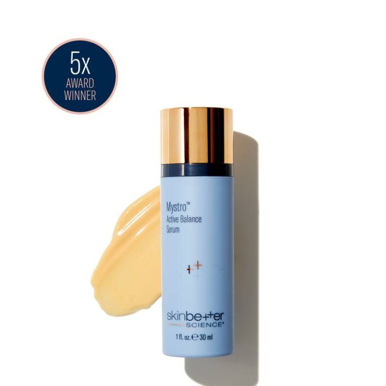 SkinBetter Science Vytin Intense Defense Serum, with gold cap, blue bottle, and yellow serum smear. 5x award winner badge.