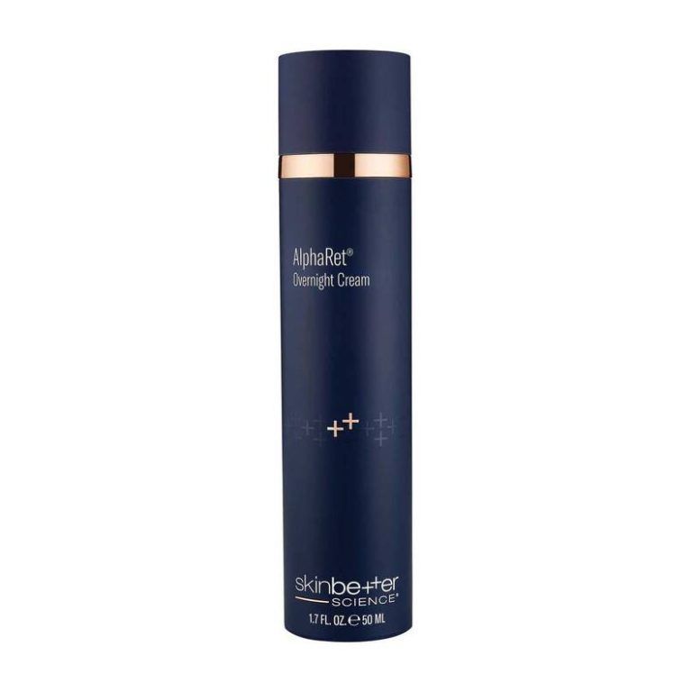 Navy blue skincare cream bottle with gold accents.