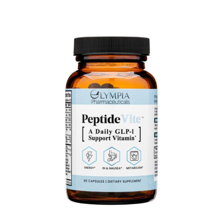 Brown bottle of Peptide Vite vitamins. Label text: 