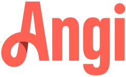 Angi logo in coral-red text.